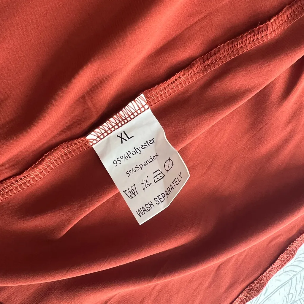 Rust Orange Satin Dress Brown Size XL - Image 5