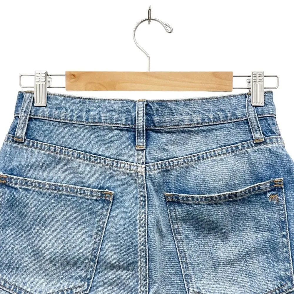 Madewell Rigid Denim A-Line Mini Skirt in Medium Wash Fluffy Hem Edition Size 26 - Image 7