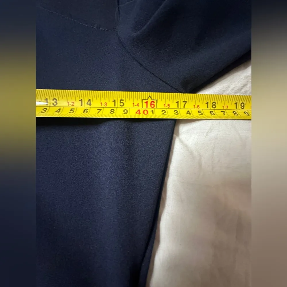 NWT s Navy Asymmetric Neck Pleated Wrap Midi Dress size 8 - Image 9