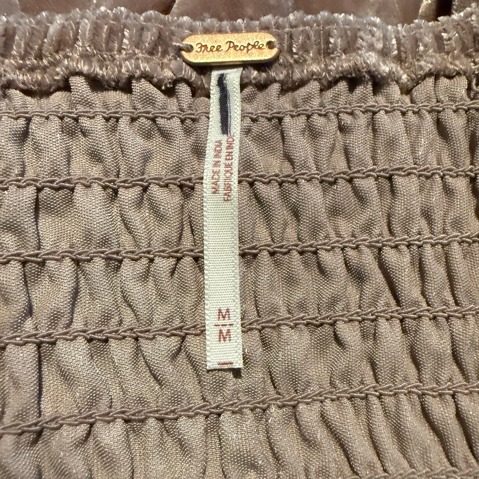 Free People mini dress velvet smocked pleated boho cocktail party Medium - Image 5