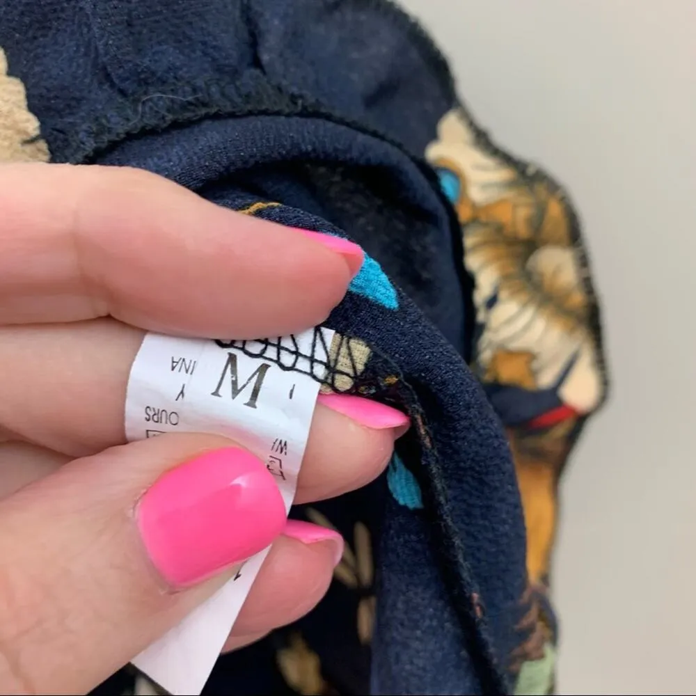 Gumuxi By Zaful Floral V-Neck Faux Wrap Ruffle Black Romper - Image 7