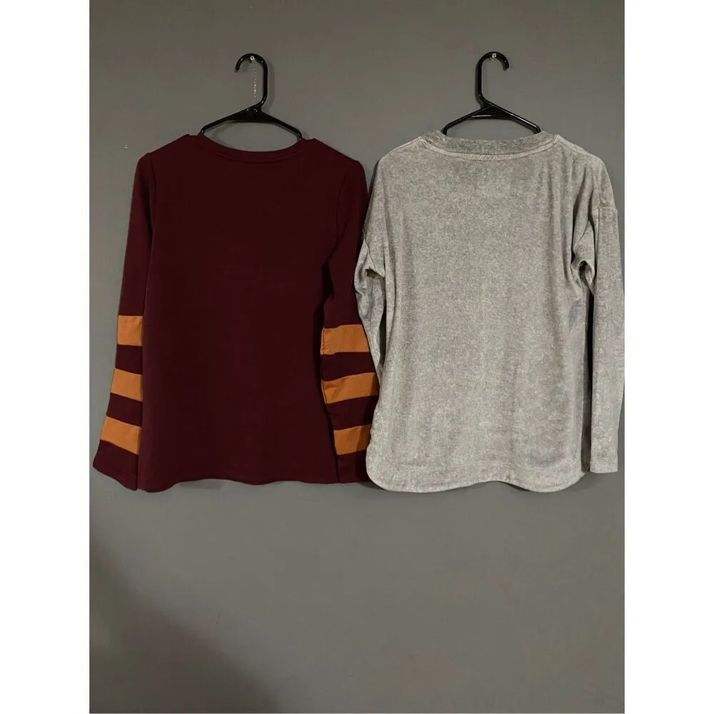 CuddlDuds Gray And Maroon Long Sleeve Pajama Top Bundle Size XS - Image 2