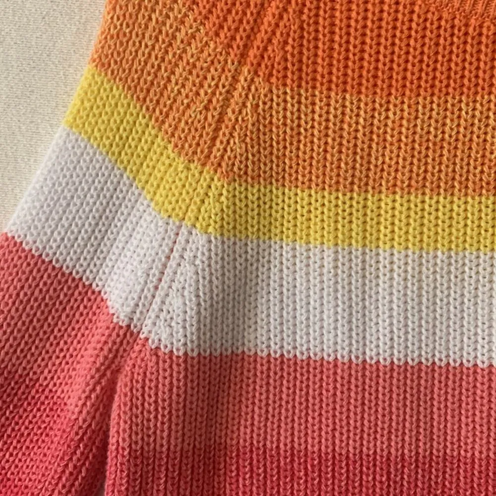 Cupcake Clothing womens small max sunrise colorblock sweater cute bright pink or Orange - Image 4