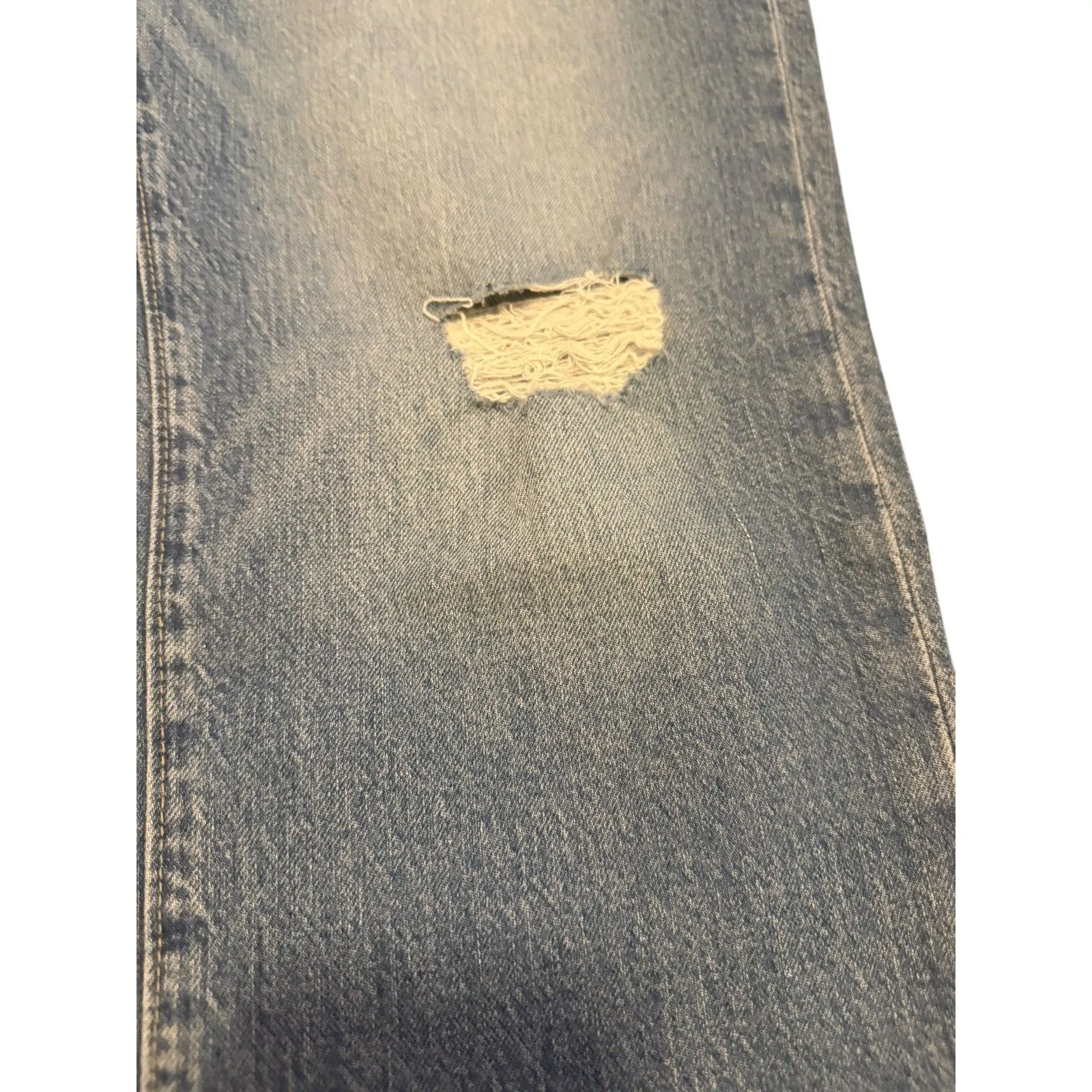 Loft Straight Crop Distressed Jeans Vintage Wash – Size 6 Petite Frayed Hem - Image 5