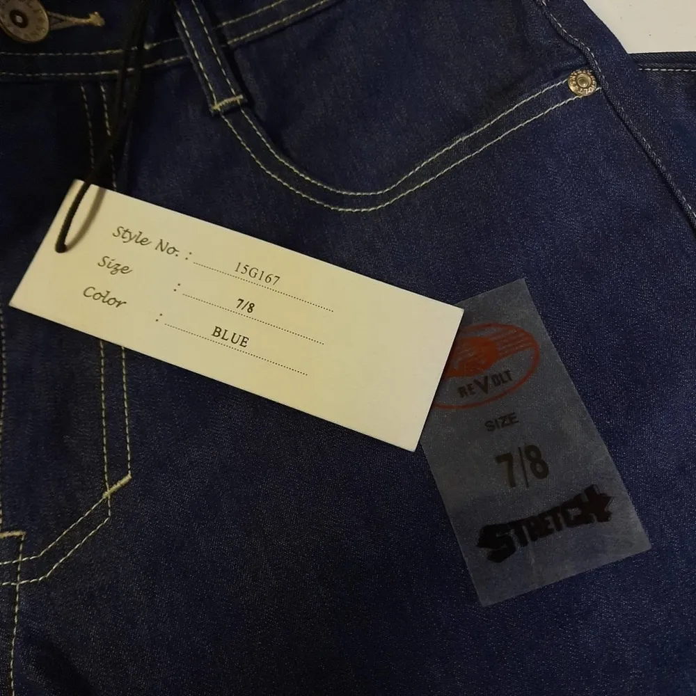 Revolt Jeans Juniors Size 7/8 Blue Mid Rise Dark Wash Denim - Image 8