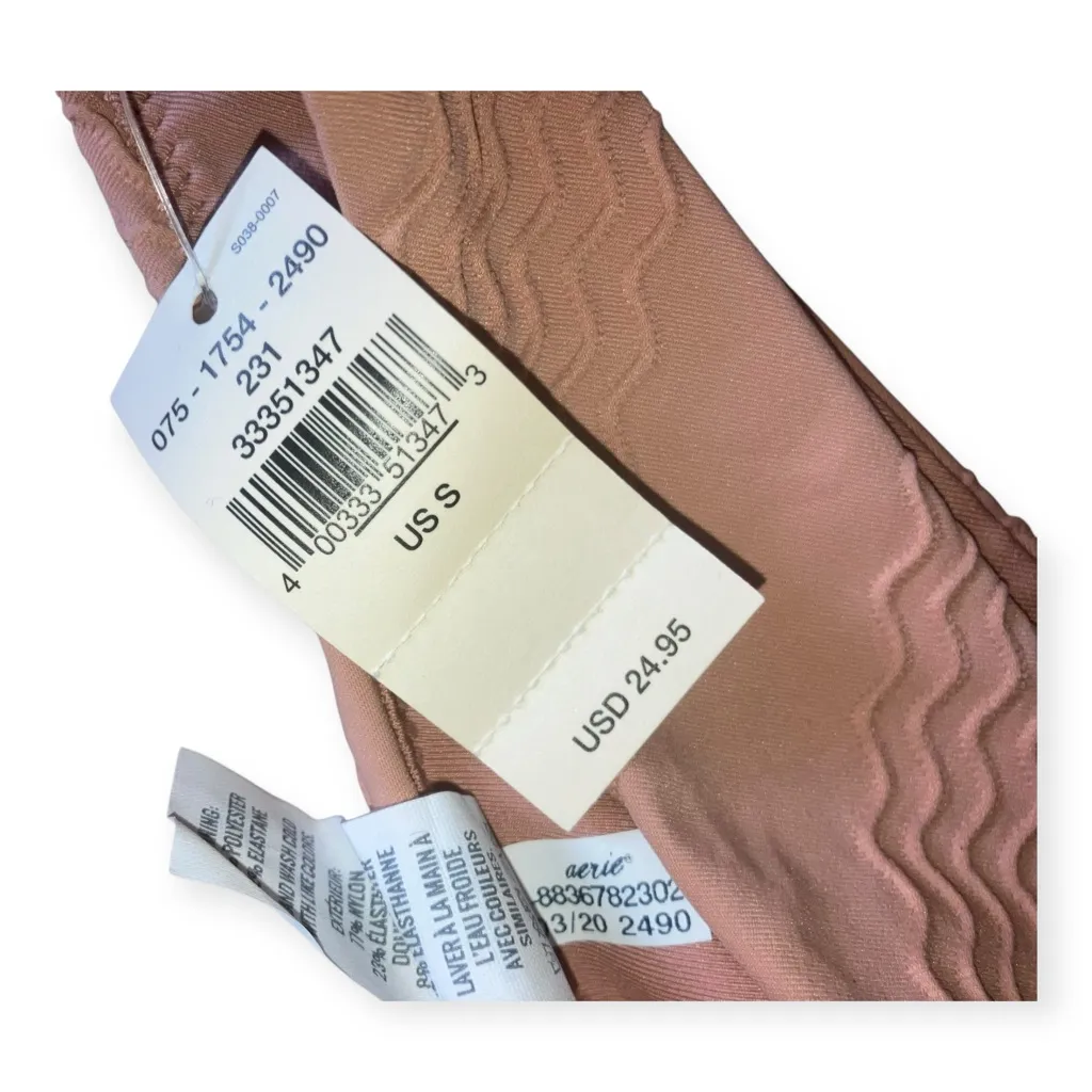 Aerie Womens Tan Jacquard High Cut Cheeky Bikini Swim Bottoms - Image 6