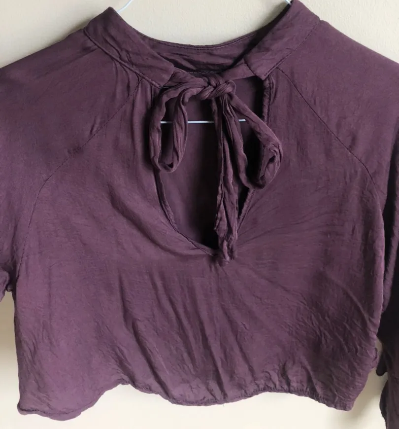 Pink Flare Long Sleeve Crop Top - Image 3