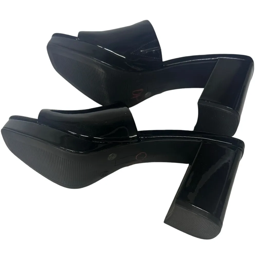 Worthington Laurel Black Patent Leather Slip On Peep Toe Block Heel Shoes Sz 8.5 - Image 8