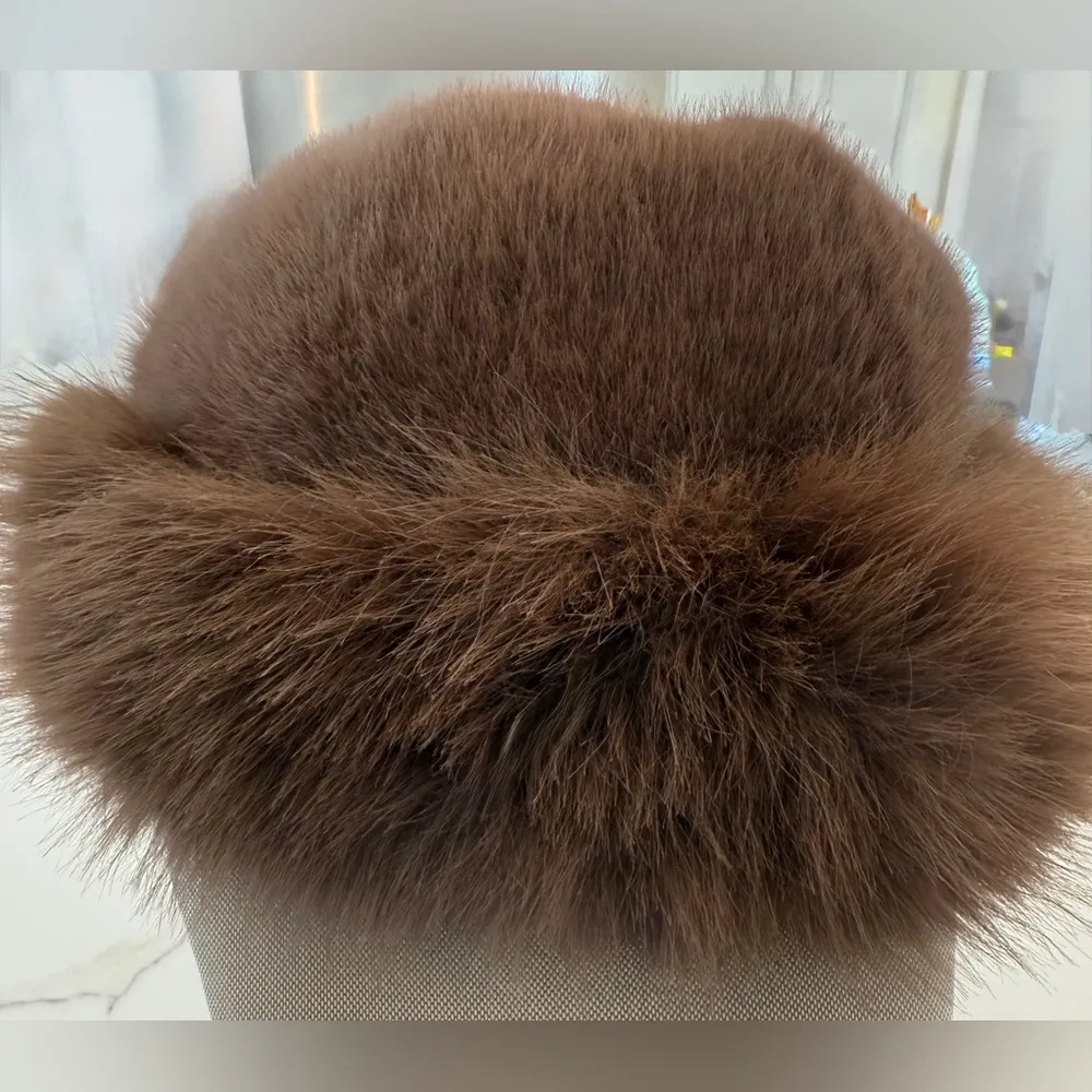 Women's Light Brown Fluffy Faux Fur Cap Fur Hat Fur Hats Mongolian Hat - Image 2