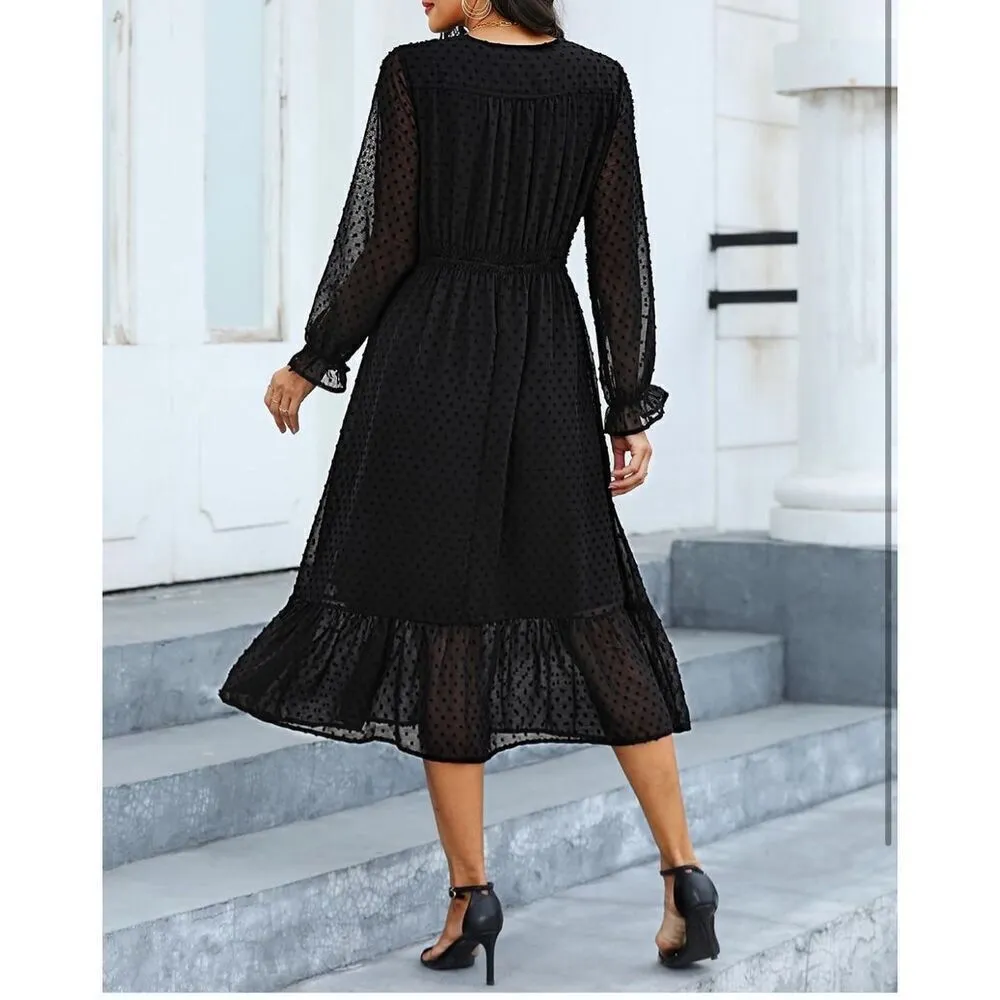 NEW Wrap V Neck Swiss Dot A - Image 3