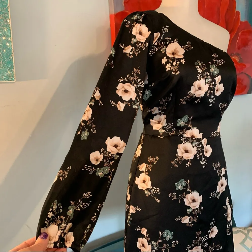 New NWT Abercrombie & Fitch Dress Womens XS One Shoulder Floral Print Stretch - Image 2