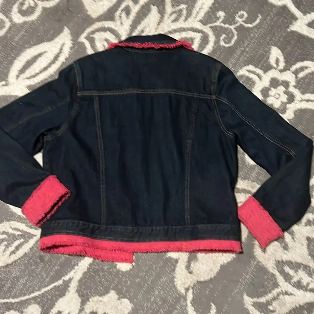 Susan Bristol like new Jean jacket. Size large. Pink trim. - Image 6
