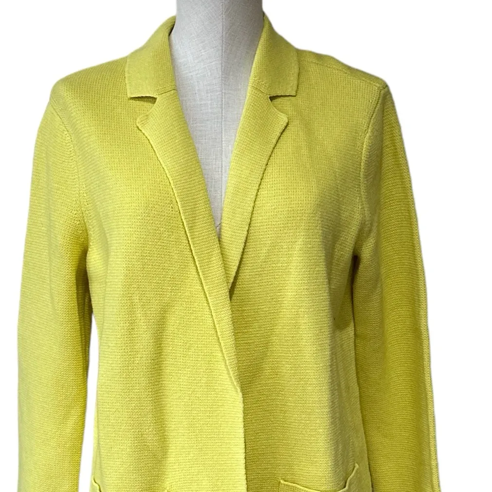 NWOT Talbots  Sweater CardiganYellow Wool Blend Open Front Pockets - Image 4