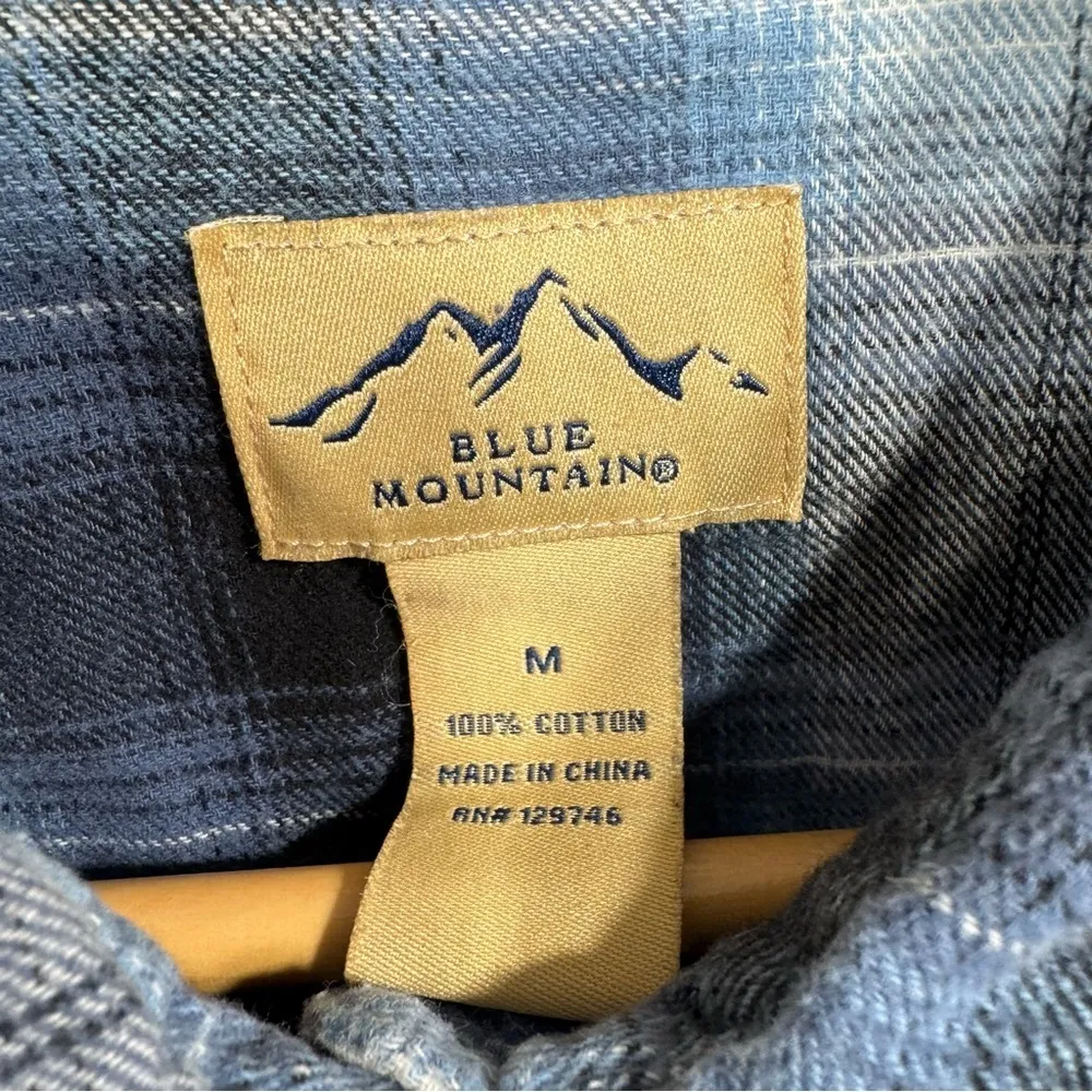 Blue Mountain Women’s Blue Plaid 100% Cotton Long Sleeve Flannel Grunge Shirt Size M - Image 7