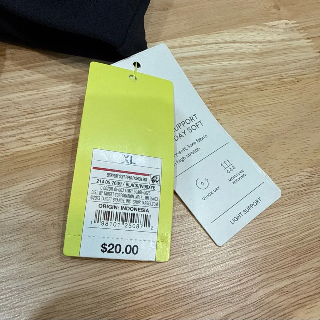 All In Motion Women’s Light Support Black Sports Bra Size XL NEW - Image 7