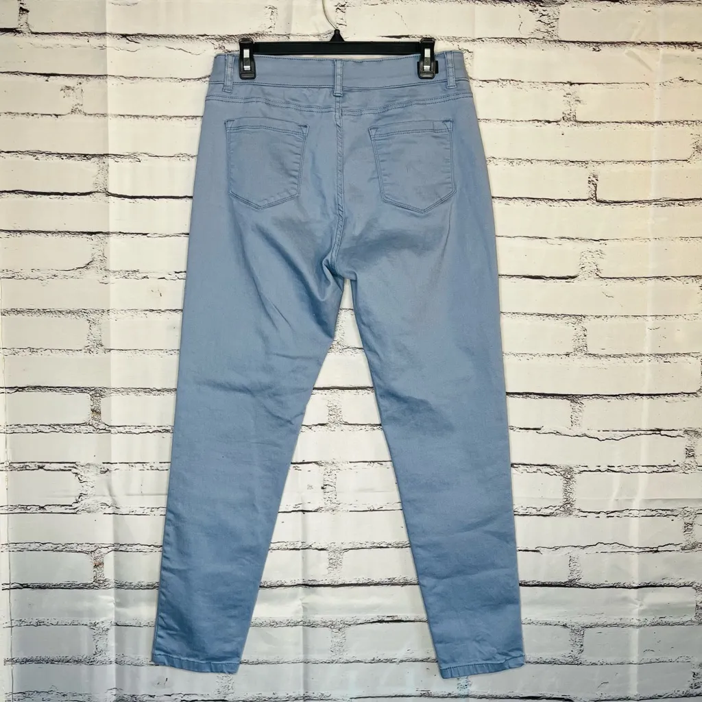 Jones New York Blue Straight Leg Jeans High Waist Inside Graphic Print SZ 10 - Image 9