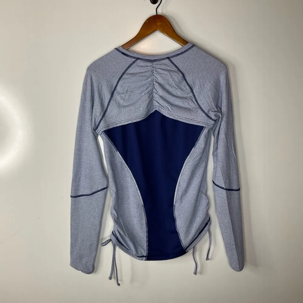 Lucy Tech Striped Long Sleeve Side Cinch Shirt Size Medium - Image 2