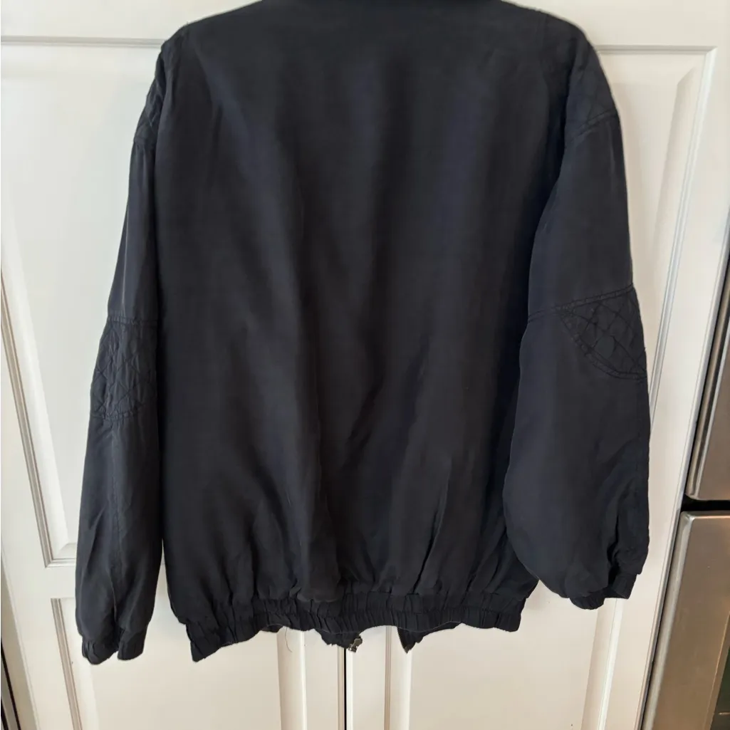 SCNY men’s jacket vintage black 100% silk long sleeve zip up front size M Size M - Image 7
