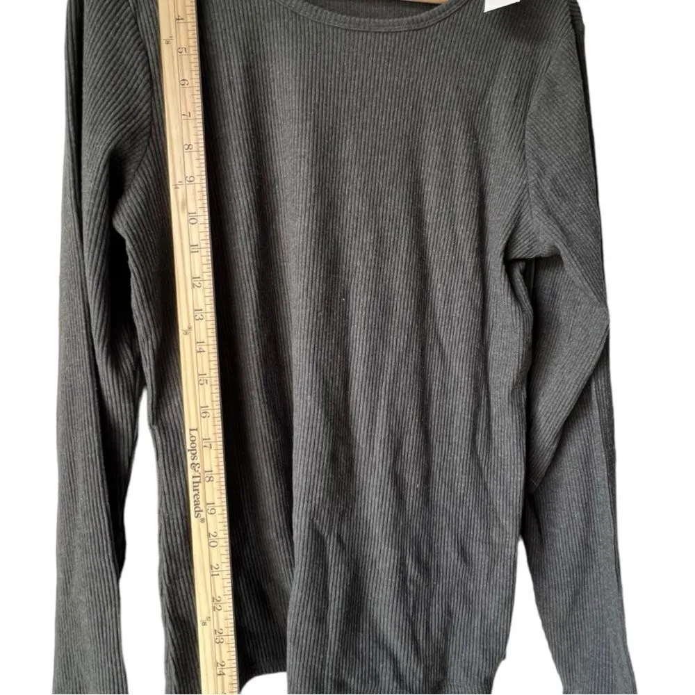 Women's old navy long sleeve gray crew neck top nwt casual fresh fabric size XL - Image 5
