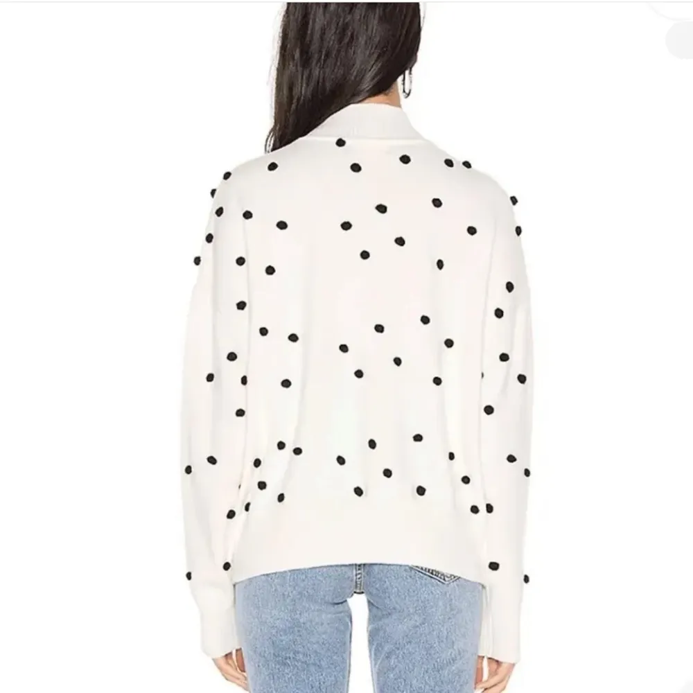 LPA Teza Sweater in Cream Polka
Dot Small Pom Poms Black Turtle
Neck Rib… - Image 3