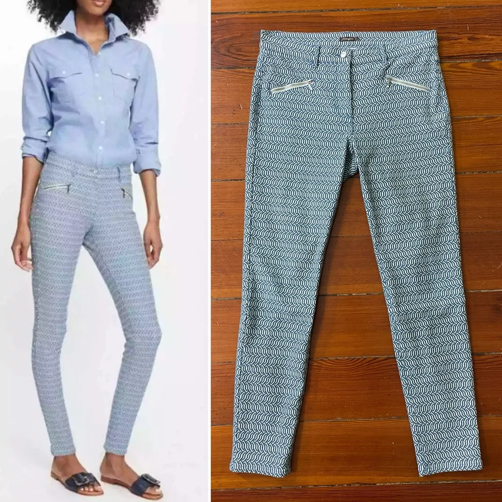 J. McLaughlin Baxter Jeans Micro Aegean Link Print Zipper Ankles - Sz 6 💚🎀 - Image 14