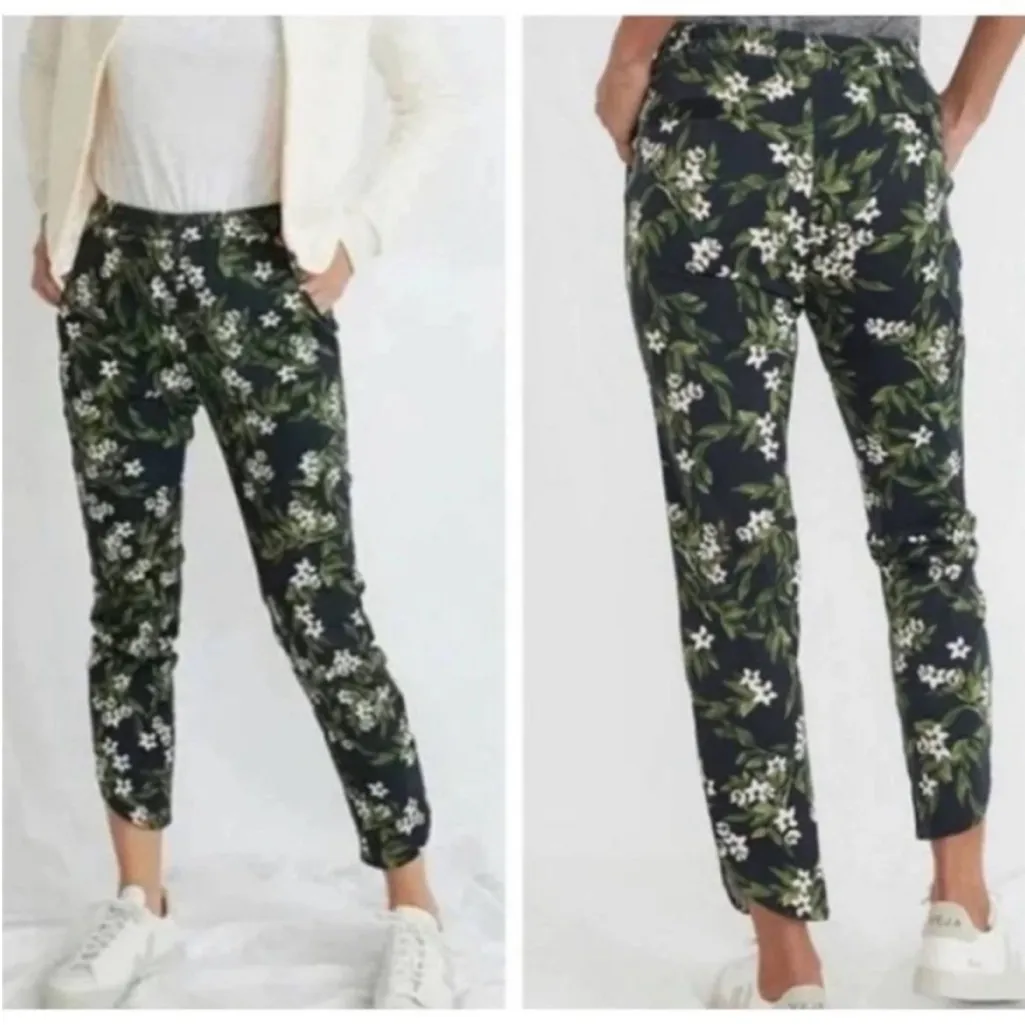Marine Layer Allison Tropical Floral Dark Pull-On Pants Green M - Image 2