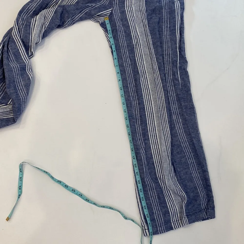 Old Navy Blue & White Striped Casual Linen Blend Wide Leg Joggers EUC Sz M - Image 11