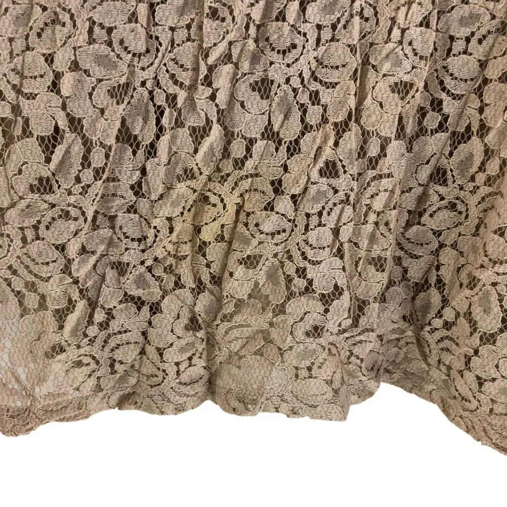 Covington Dress A Line Lace Overlay Long Sleeve V Neck Beige 16 - Image 2