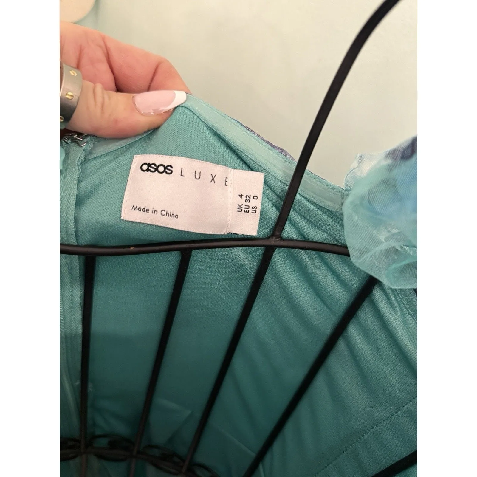 ASOS LUXE puff sleeve ruched chiffon mini dress in blue floral print 0 Whismsy - Image 5