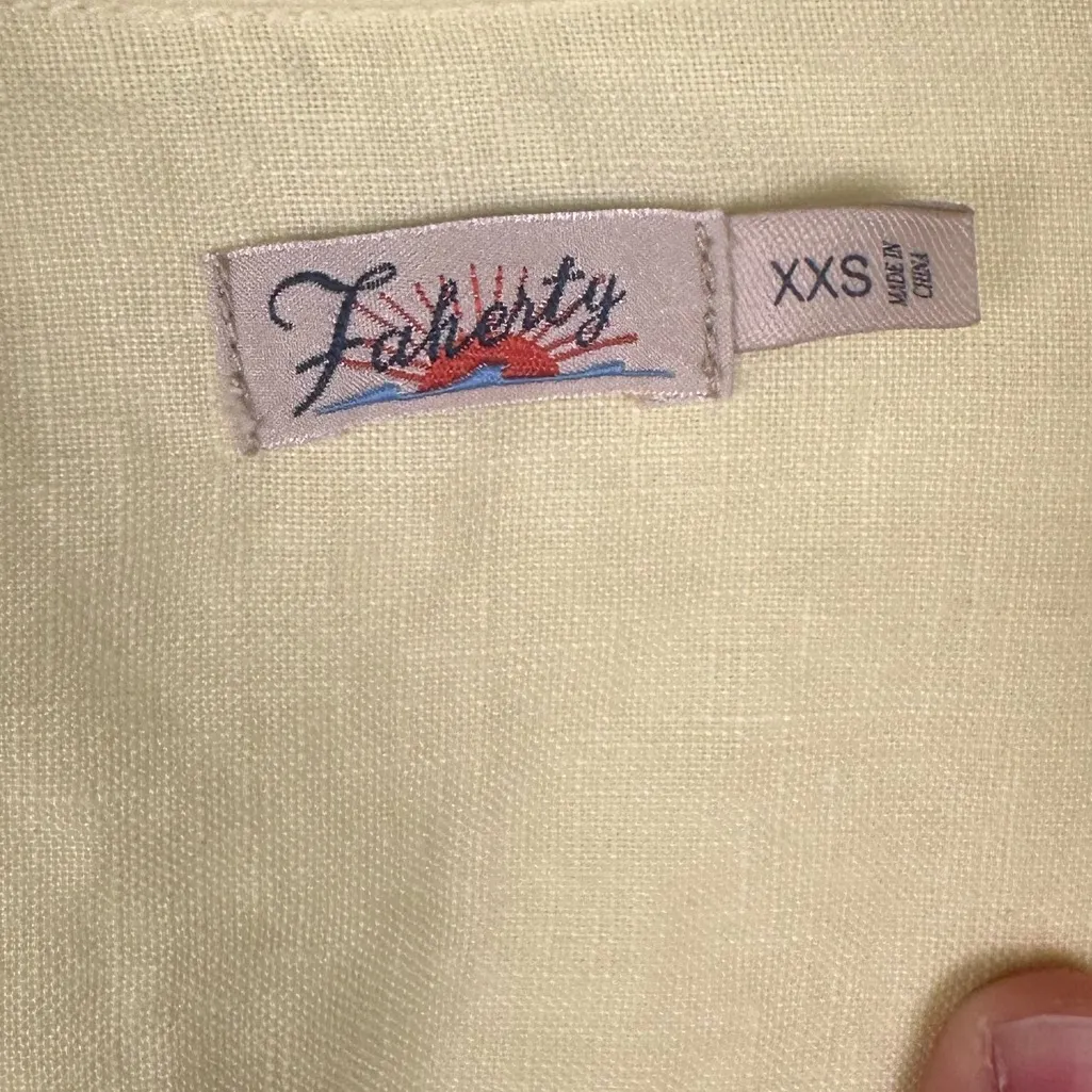 Faherty Laguna Linen Relaxed Yellow Breathable Shirt Women’s Sz XXS - Image 9