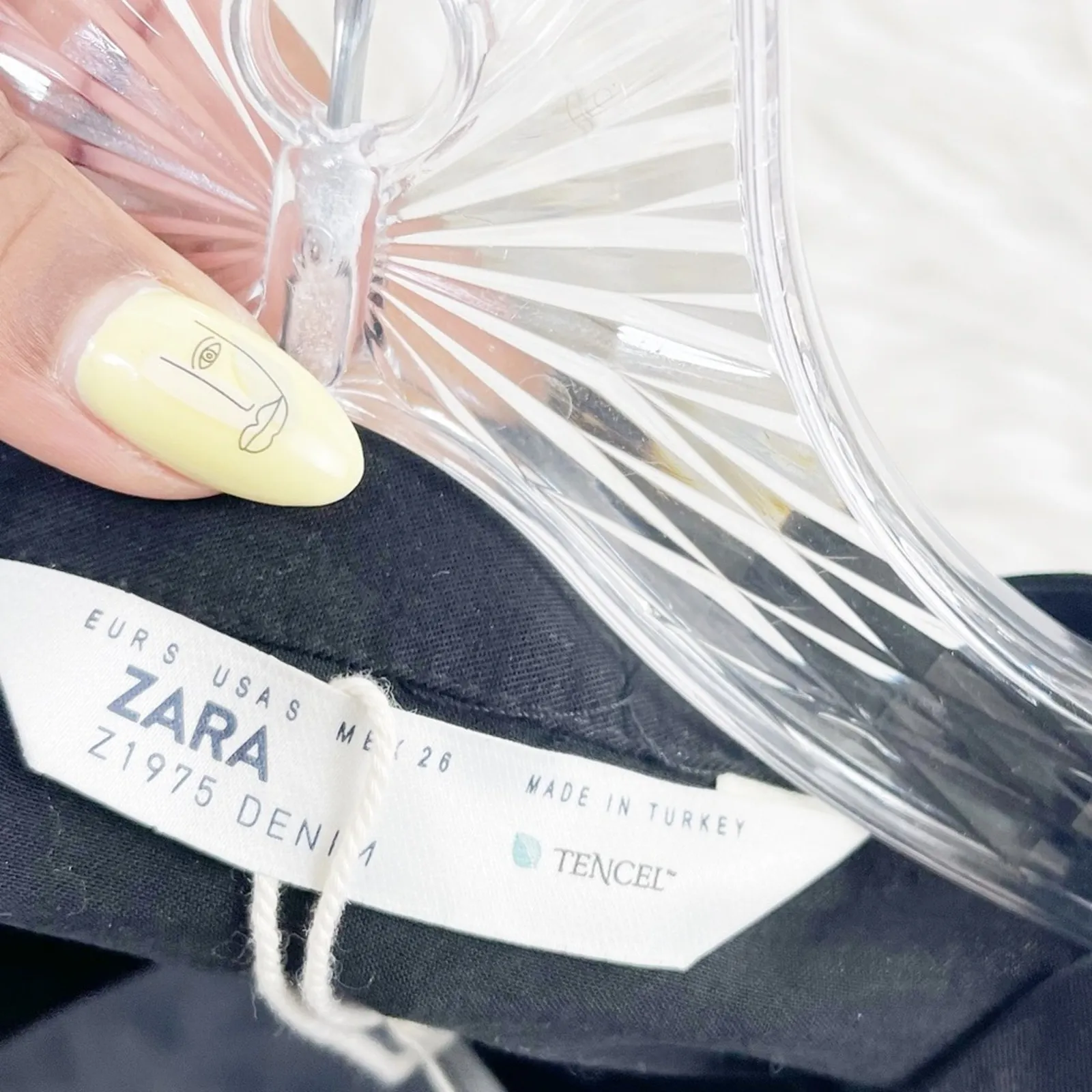 Zara Embellished Pocket‎ Black Button Down Shirt Dress in Black Size Small - Image 3