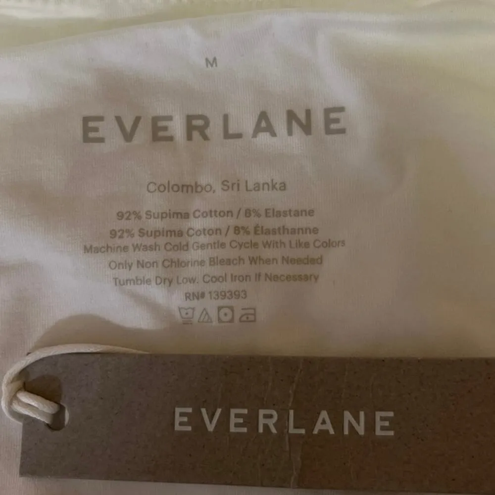 NEW Everlane White Supima Cotton Square Neck Long Sleeve Thong Bodysuit Size M - Image 3