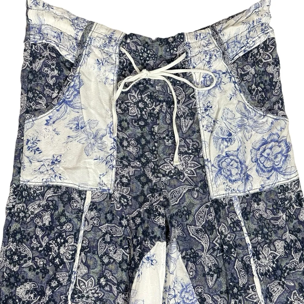 Free People Bohemian Cottage Embroidered Floral Sweet It Is Wide Leg Pants Large - Image 11