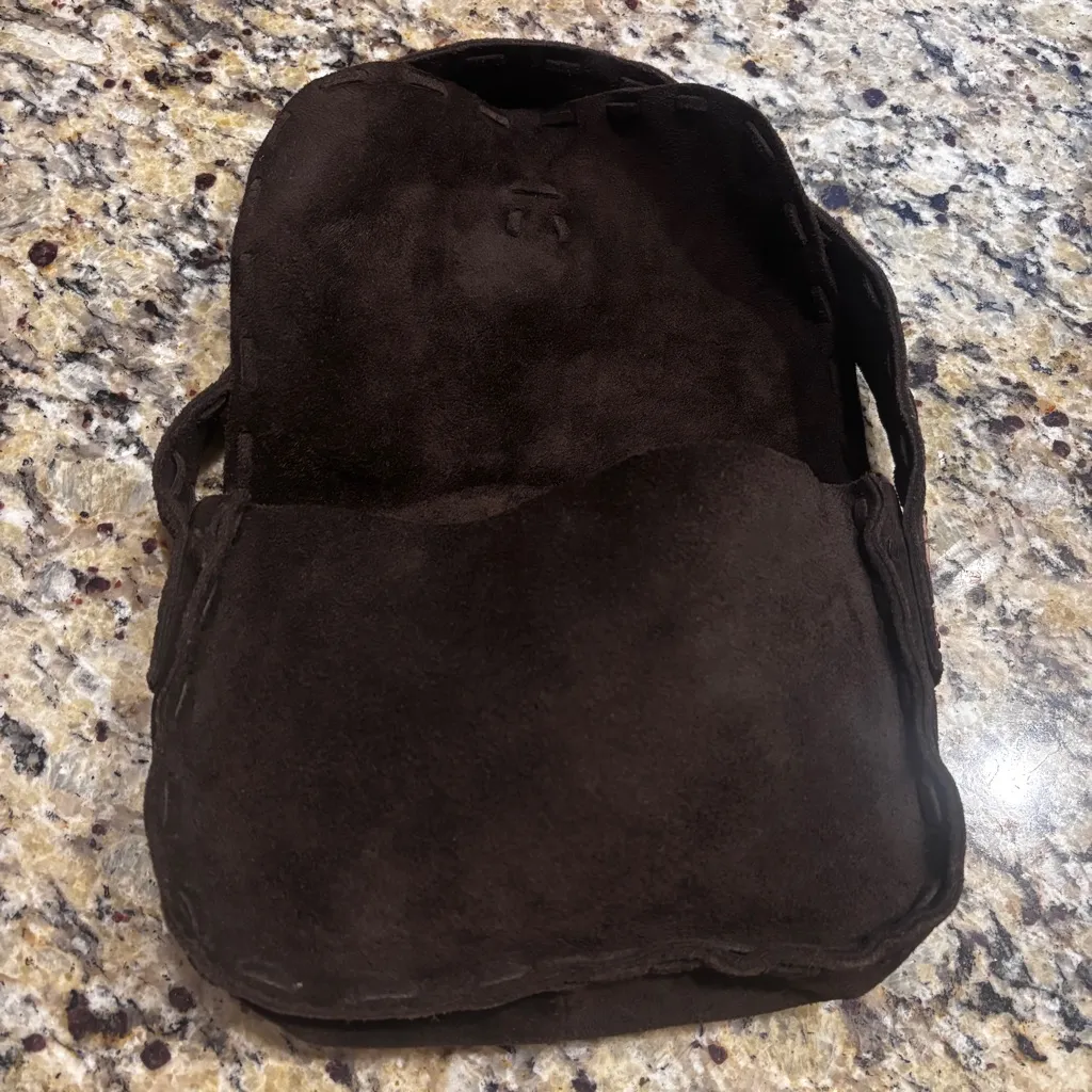 Vintage Abercrombie Chocolate Brown Suede Shoulder Hobo Bag Tasseled‎ 9x6x2.5 in - Image 6