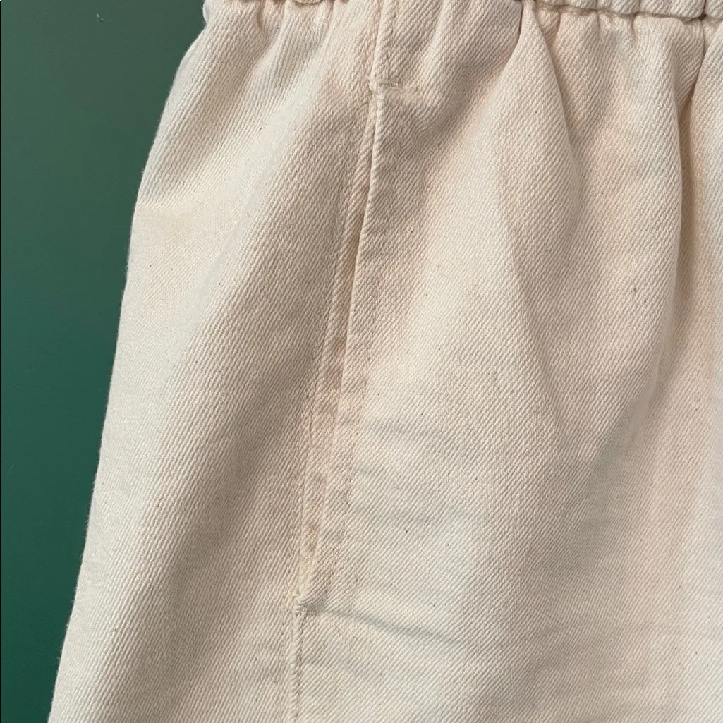 Aerie High Waist Womens L Soft Cream Shorts Wide Waistband Pockets Lightweight - Image 4