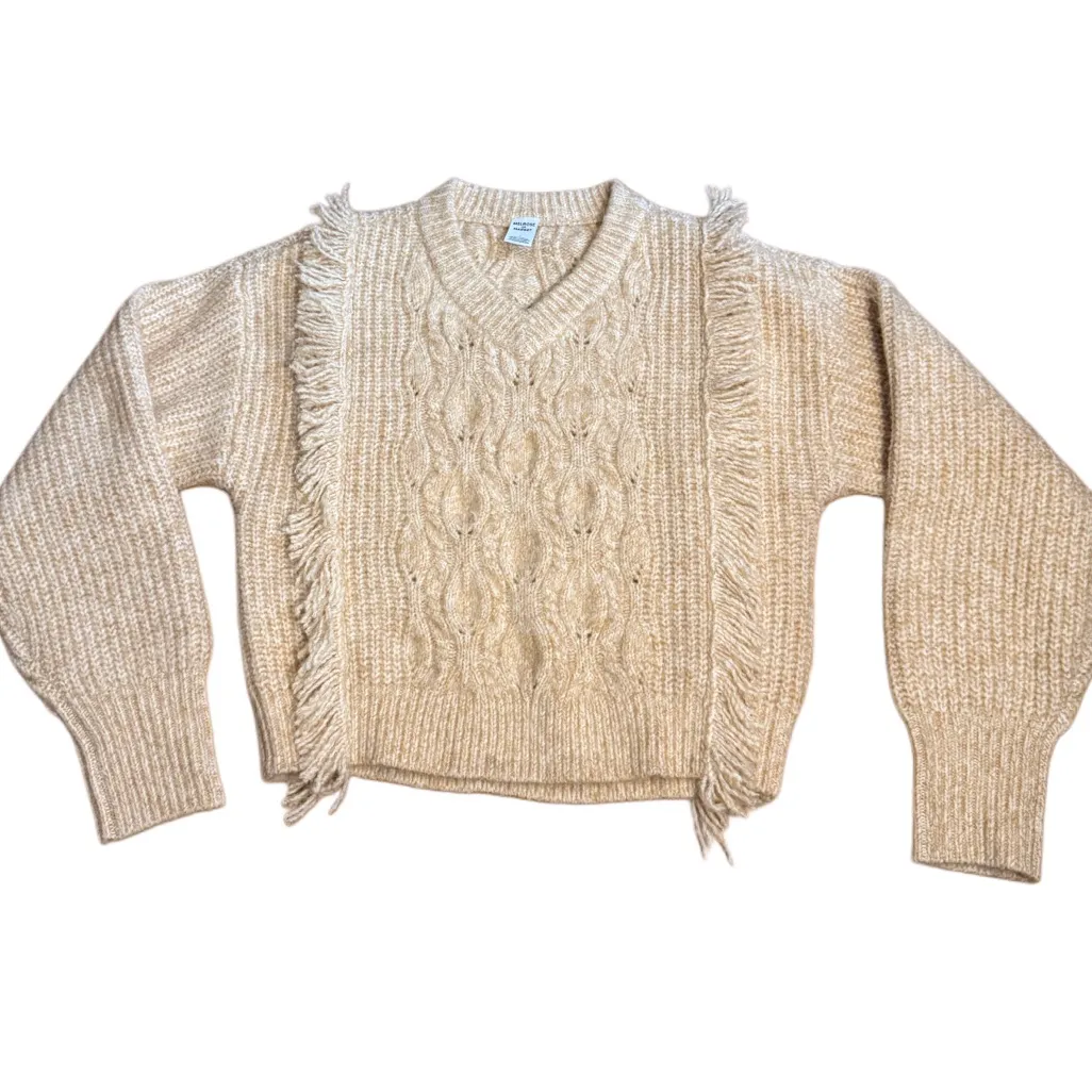 Melrose & Market Cream Cable Knit Fringe Sweater - Image 3