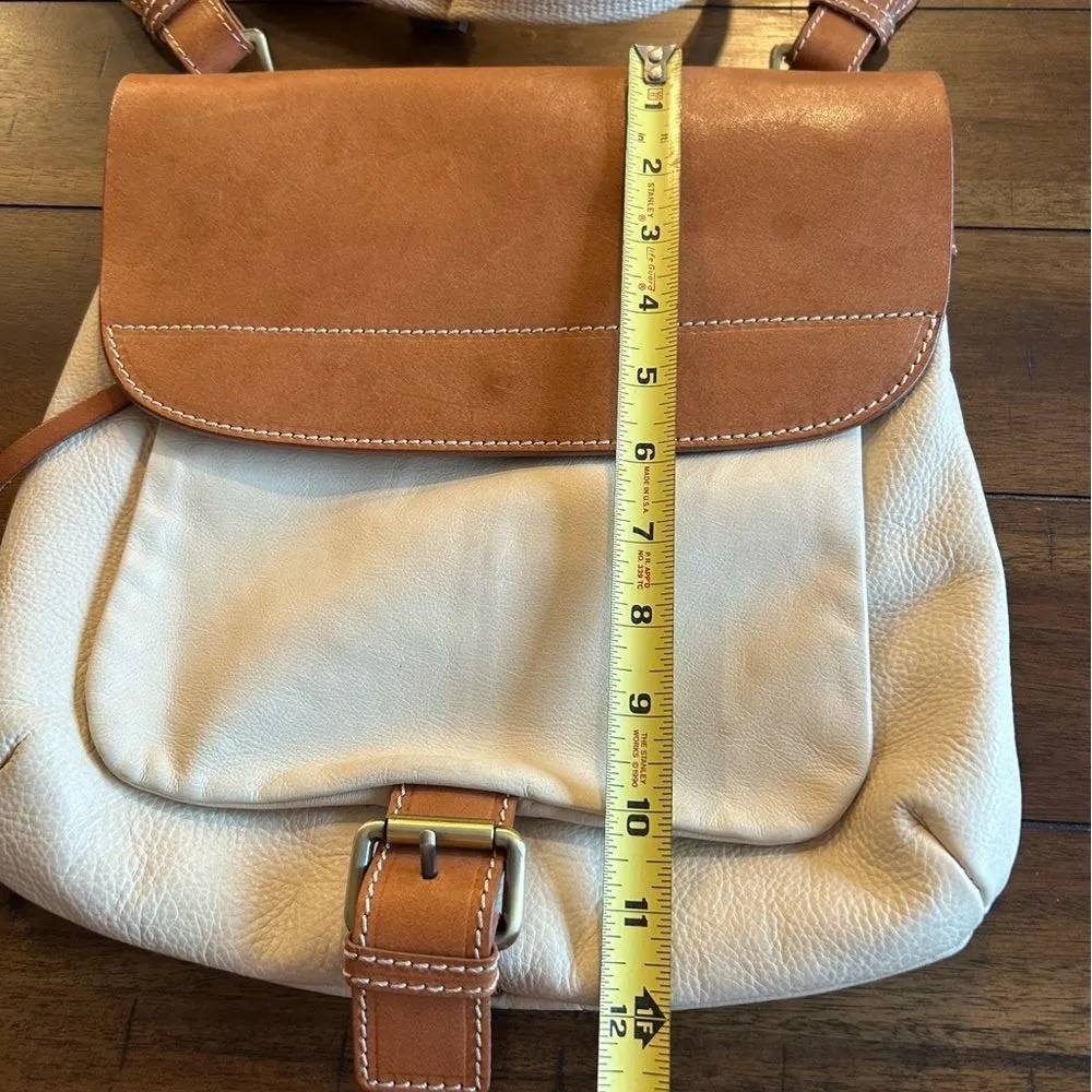 Marco Buggiani Italy cream tan leather messenger bag - Image 4