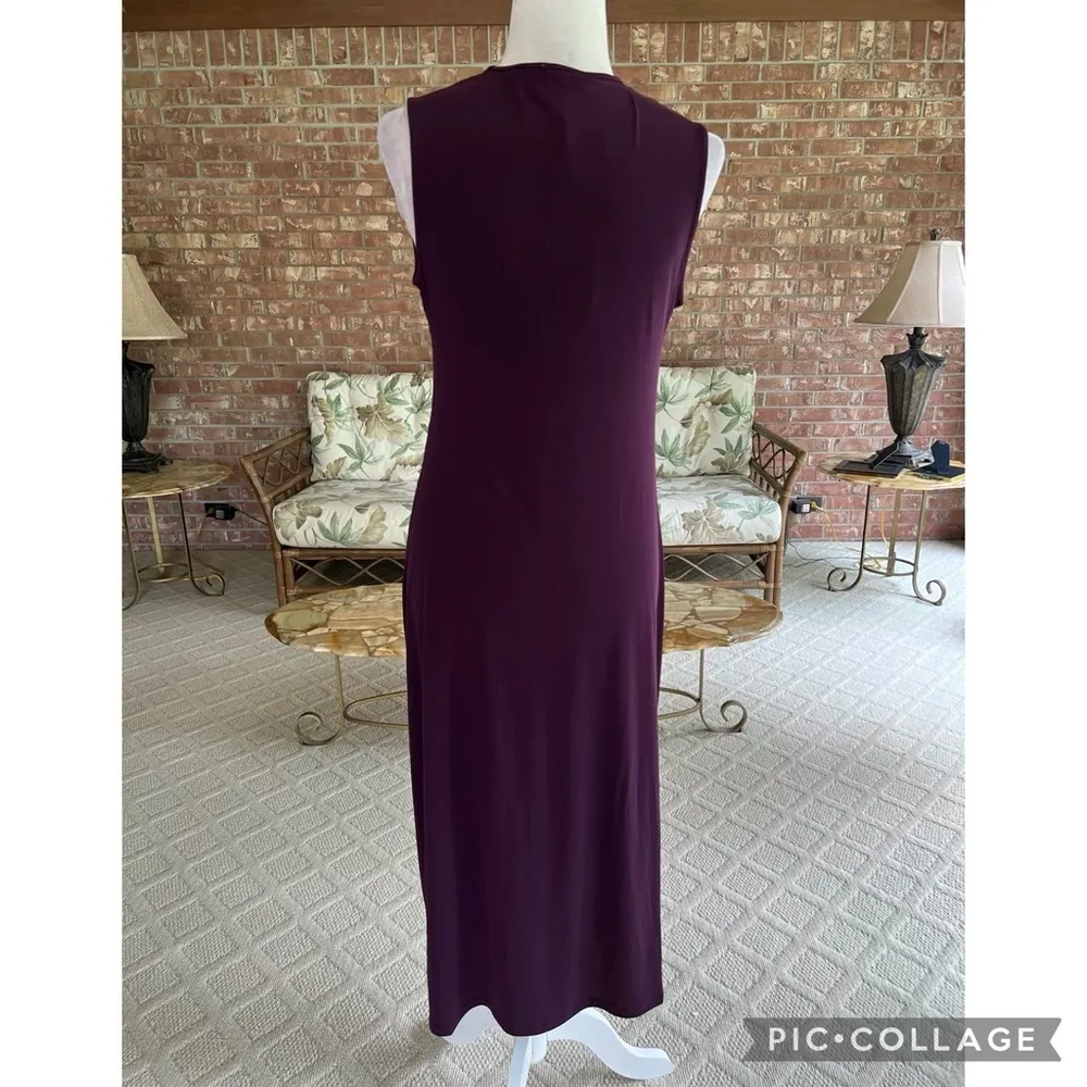 NEW Calvin Klein Dress Purple Ruched Jersey Knit Midi Small Wedding Party Brunch - Image 8