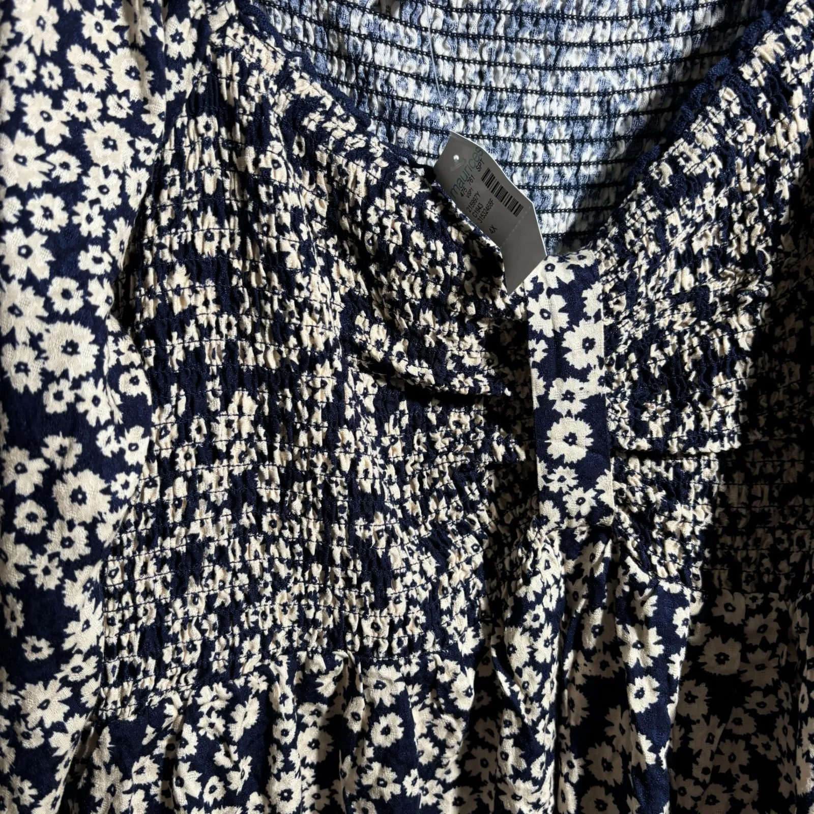 NWT Maurices 4X Ditsy Floral Peasant Top Rayon Smocked Sweetheart Prairie Boho - Image 6