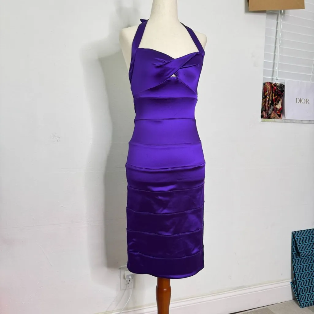 Vintage Y2K Bebe Purple Satin Bodycon Dress - Image 12