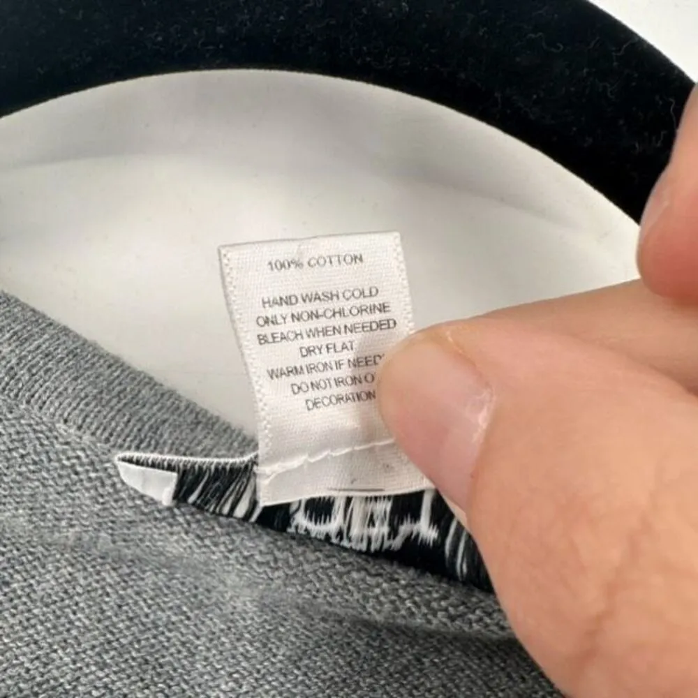 Loft Ann Taylor Women's Beaded‎ Studded Crew Neck Cardigan Sweater Gray Small - Image 3