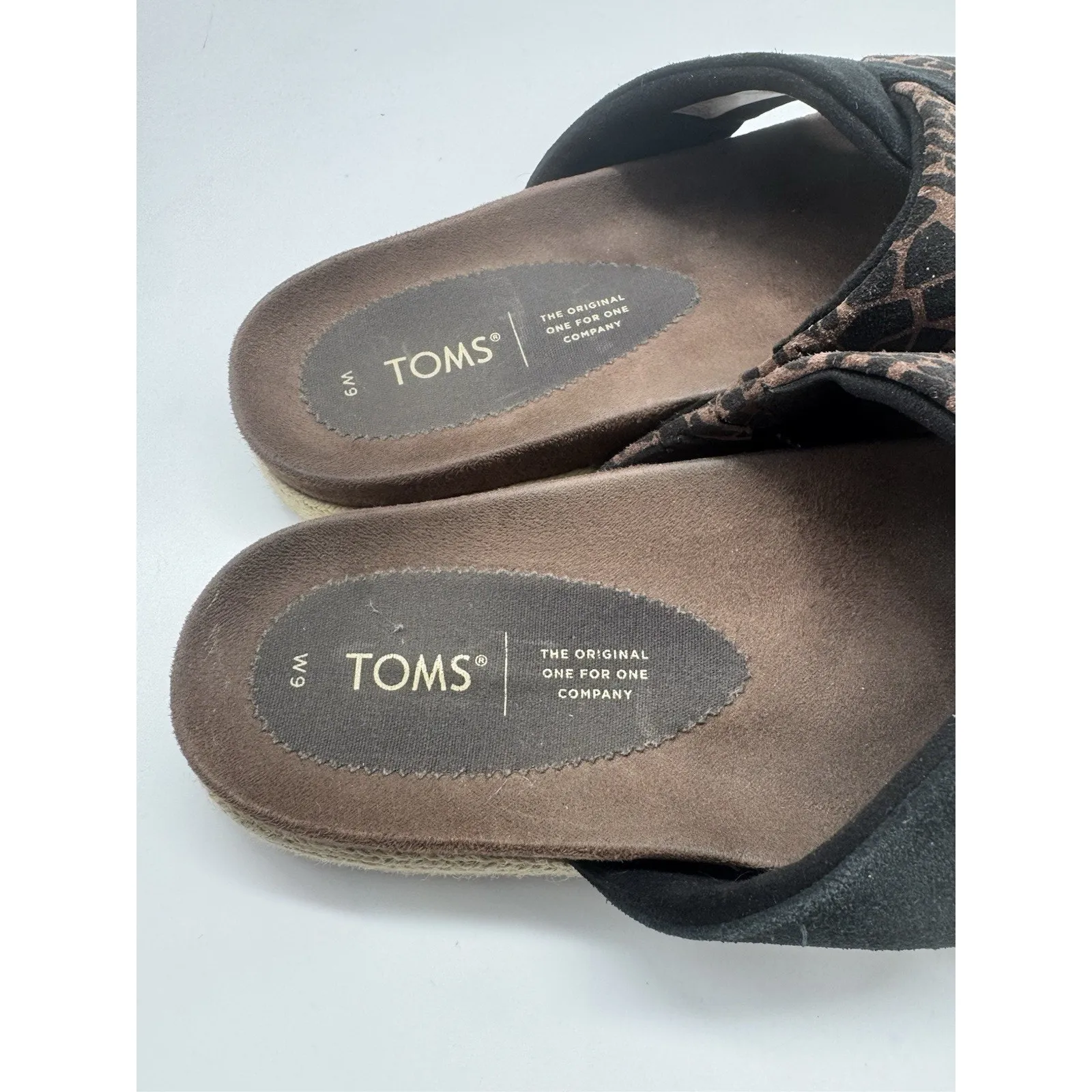Tom’s Paloma Sandals Brown Black Platform Espadrille Leather Slides Womens Sz 9 - Image 8
