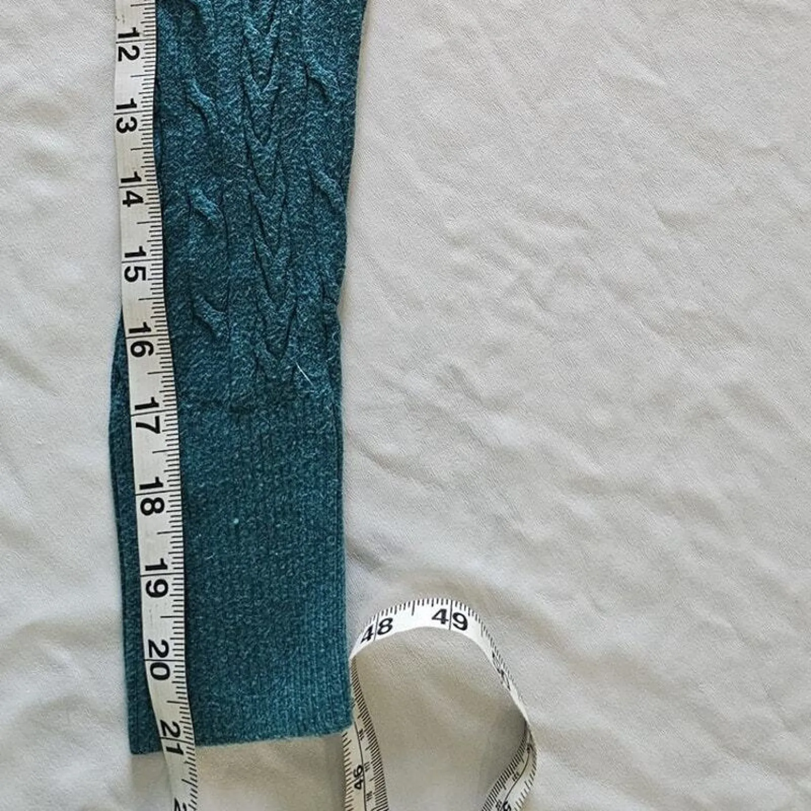 A New Day‎ Fisherman Cable Knit Sweater Women Size Small Teal Cozy Warm Outdoors - Image 5