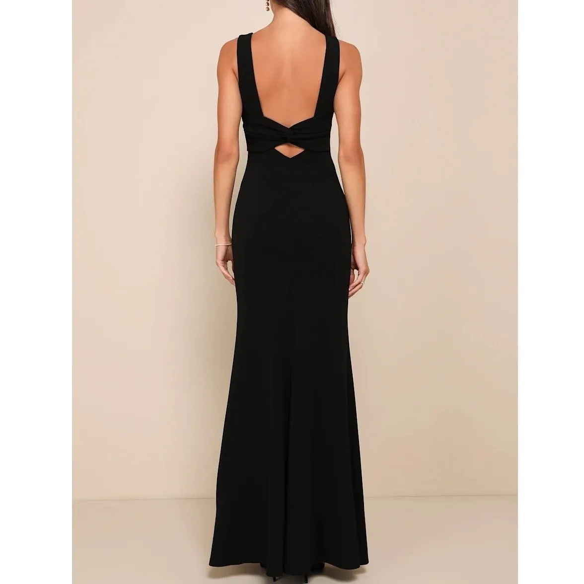Lulus Black Sleeveless Maxi Dress Twist Back Formal Evening Gown Size L - Image 7