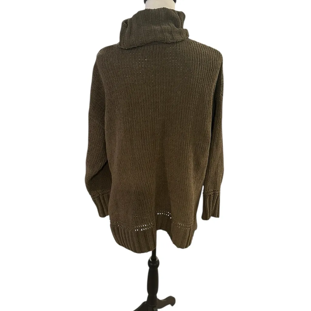 Aerie Turtle Neck Sweater Brown / Green Small - Image 4
