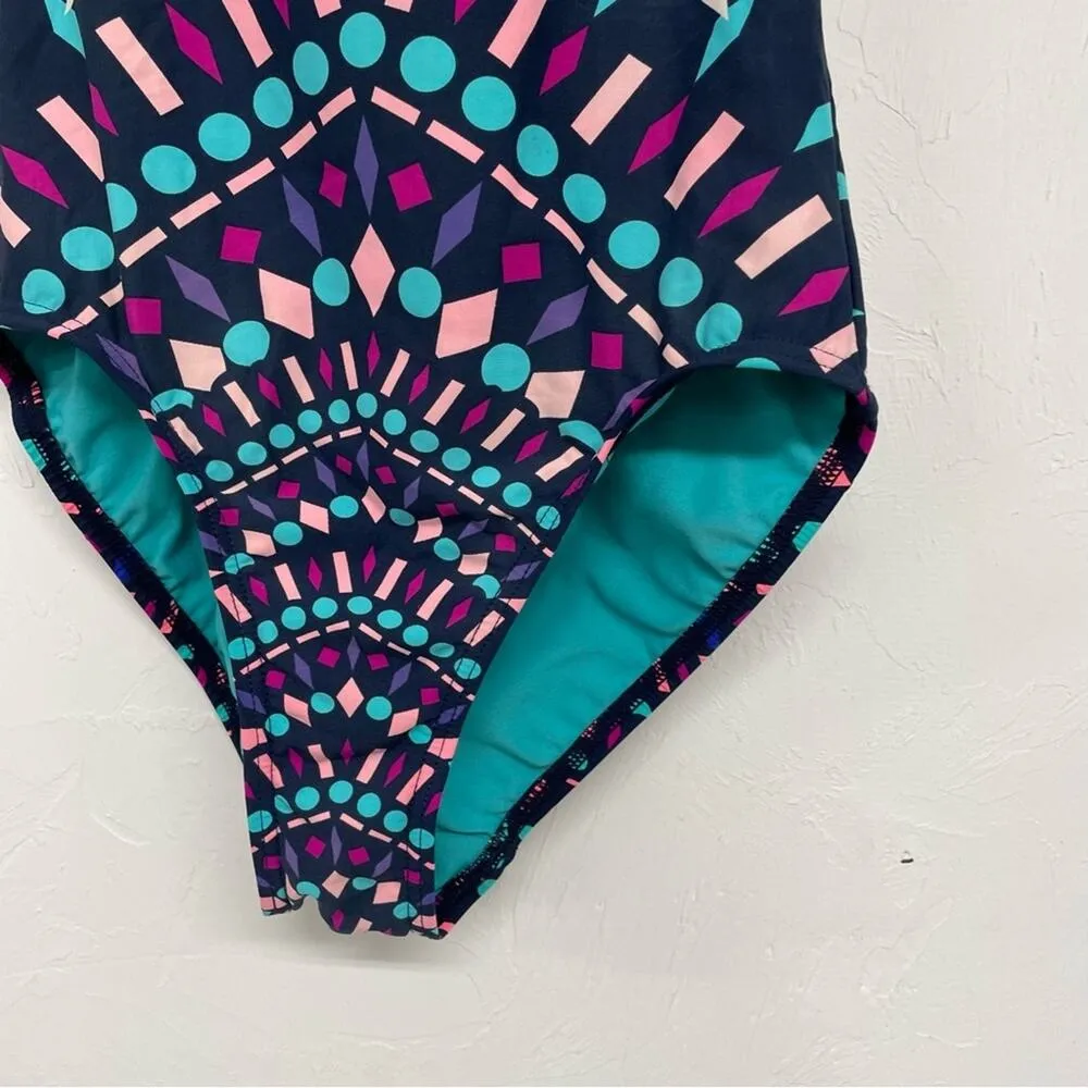 Title Nine Multicolor Printed One Piece Open Back Swimsuit Womens XS Colorful - Image 7