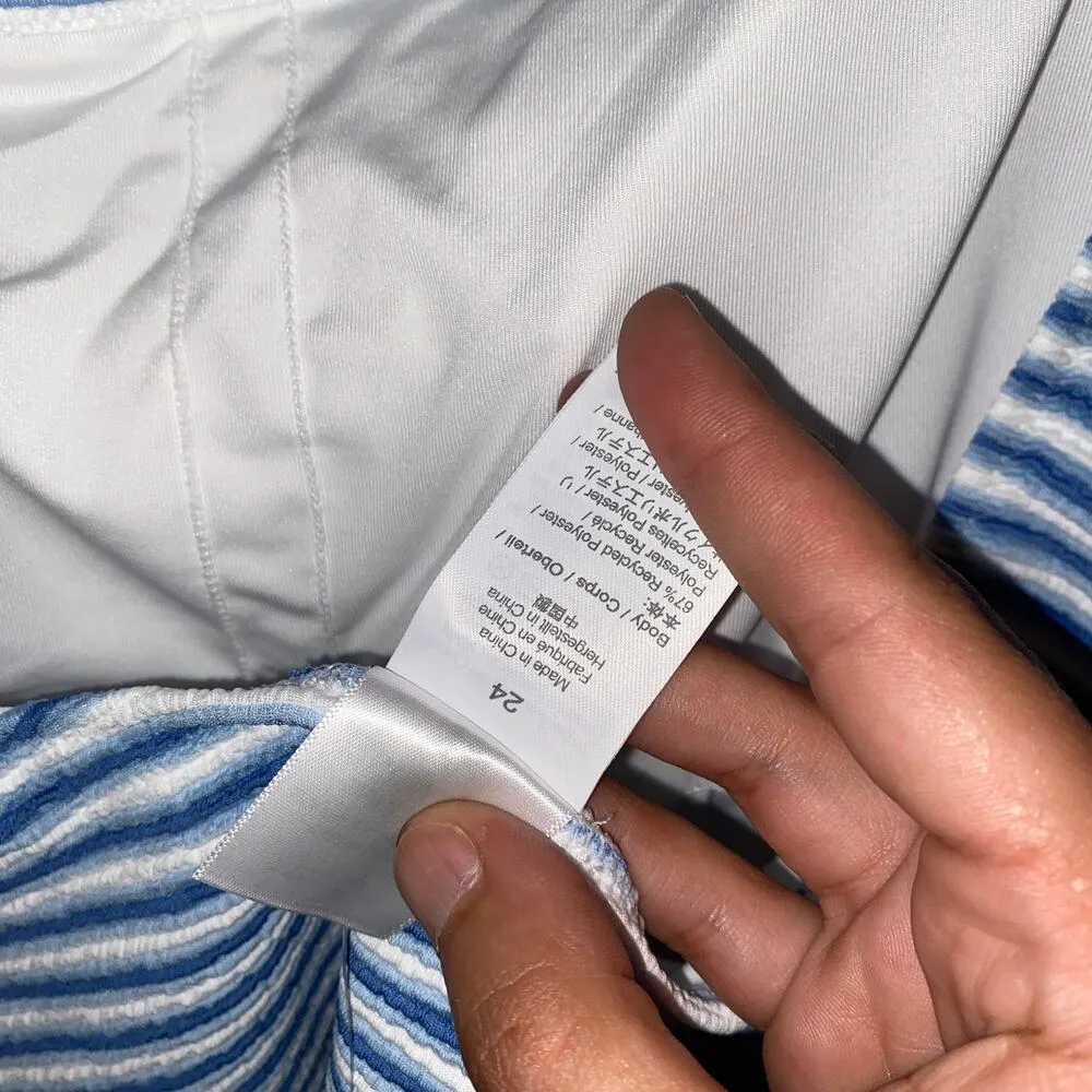 New J. Crew Striped Textured Square Neck One-Piece Swim Bathing Suit Women's 24 - Image 7