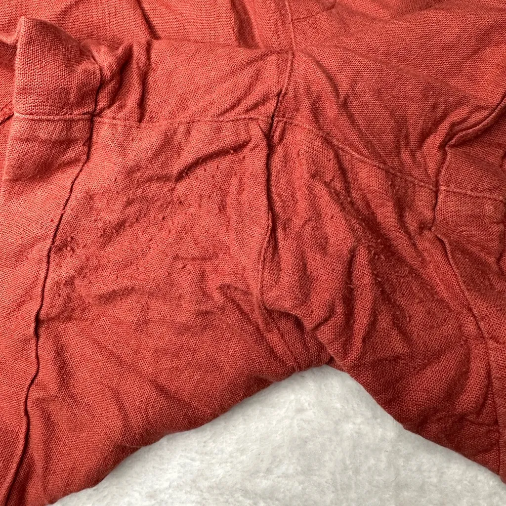 Old Navy Mid Rise Linen Blend Shorts 4-Inch Inseam in Red Sumac Size Large - Image 6