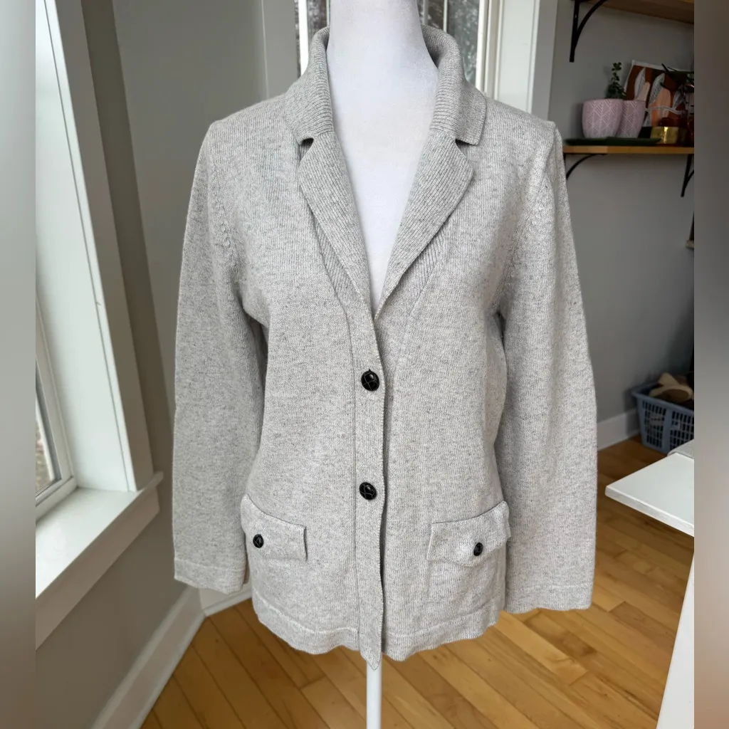 Del Cerro Patagonia Lt Gray Lambswool Cotton Shawl Collar Sweater Jacket Large - Image 10