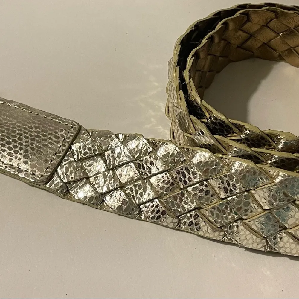 Michael Kors Bright Gold Metallic Braided Leather Belt Size LARGE - Image 7